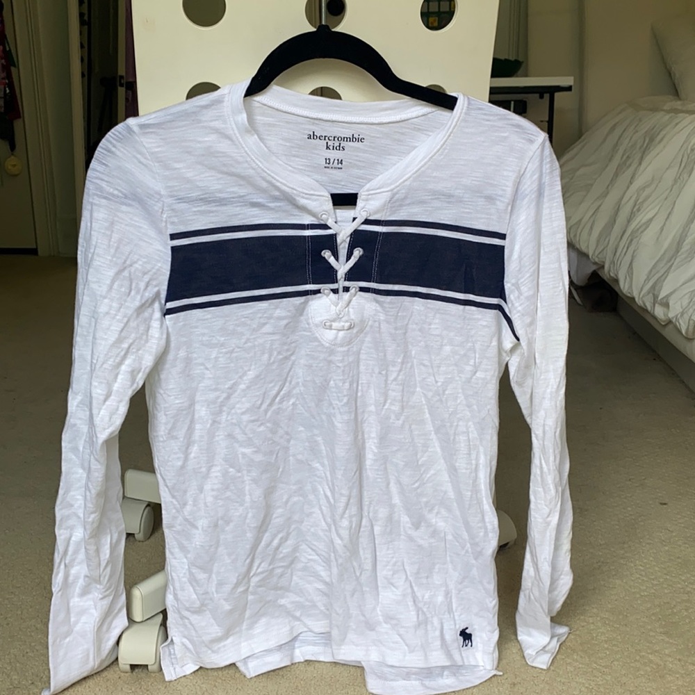 Abercrombie & Fitch, Long sleeve shirt, Navy/white